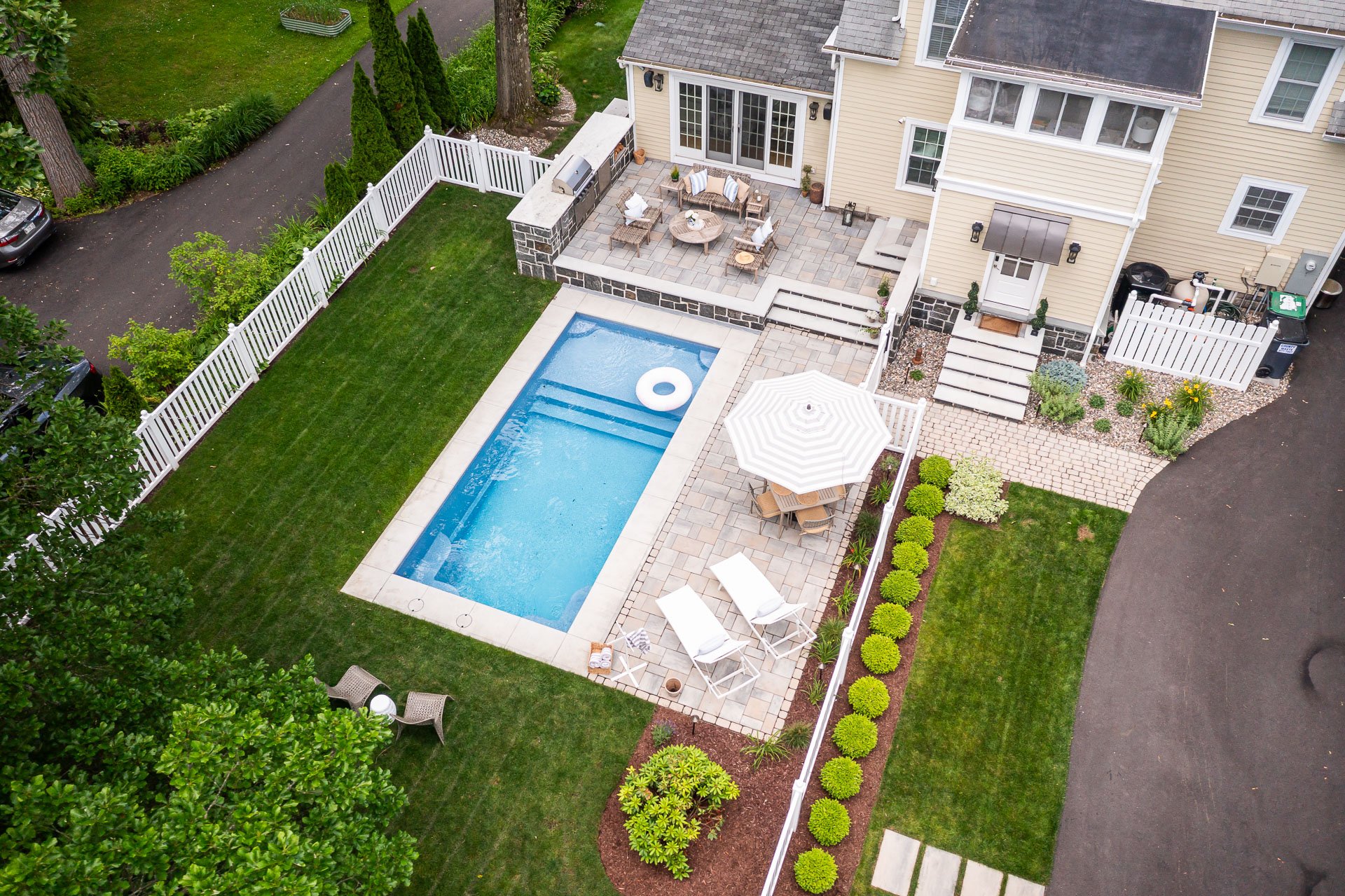 a patio that matches the color and style of the home