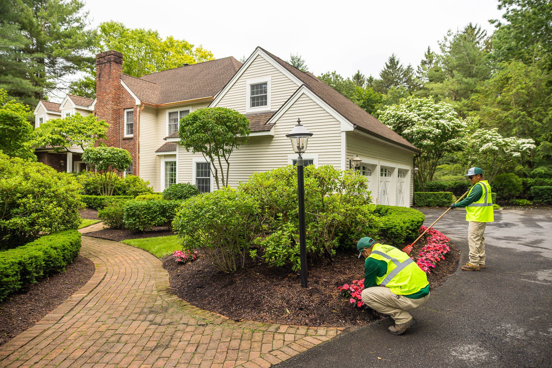 installing new flowers for a pop of color