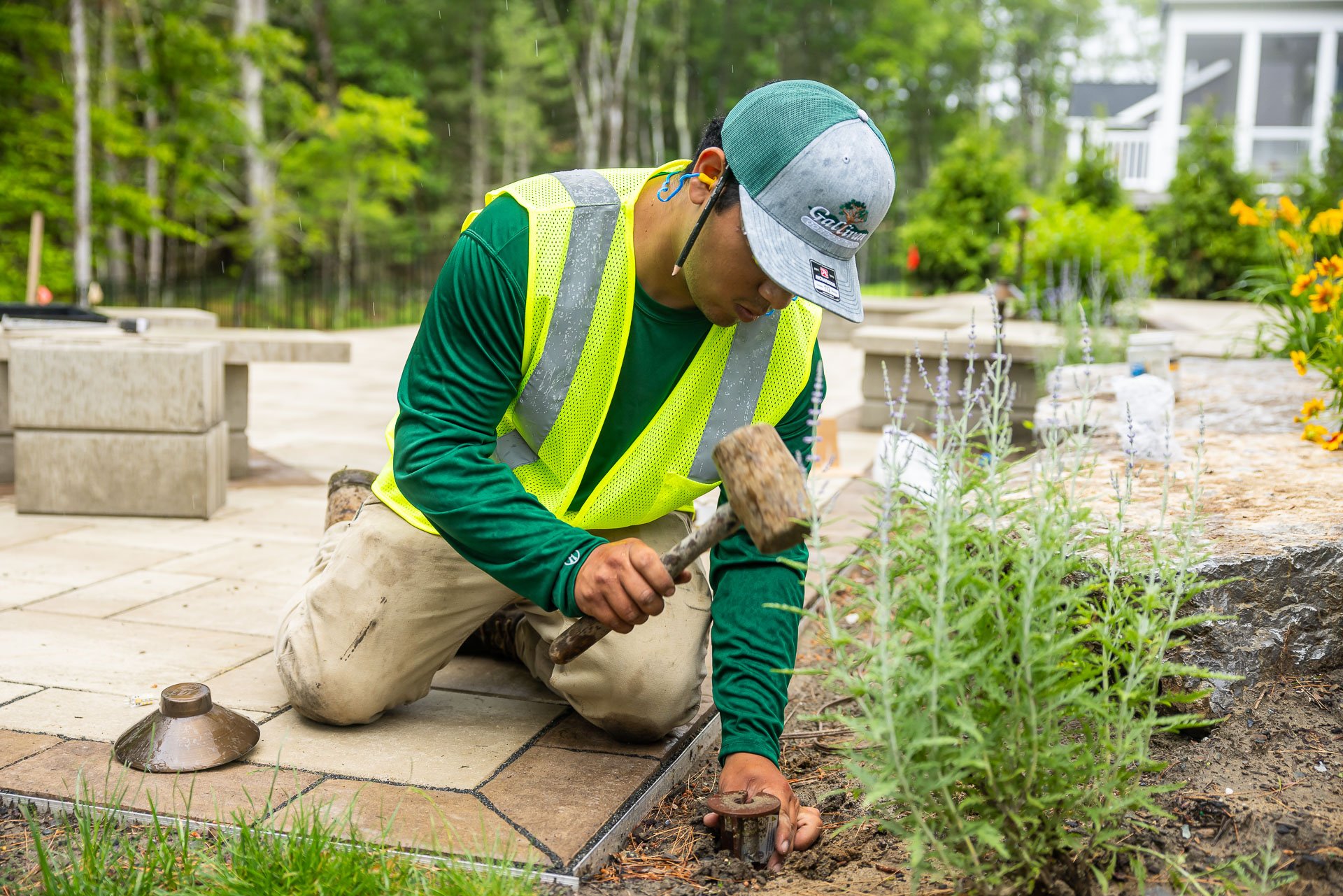 installing a lighting stake in the perfect spot