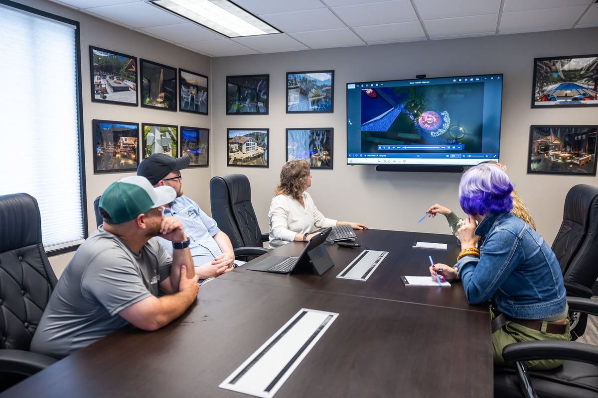 design team reviewing landscape plans