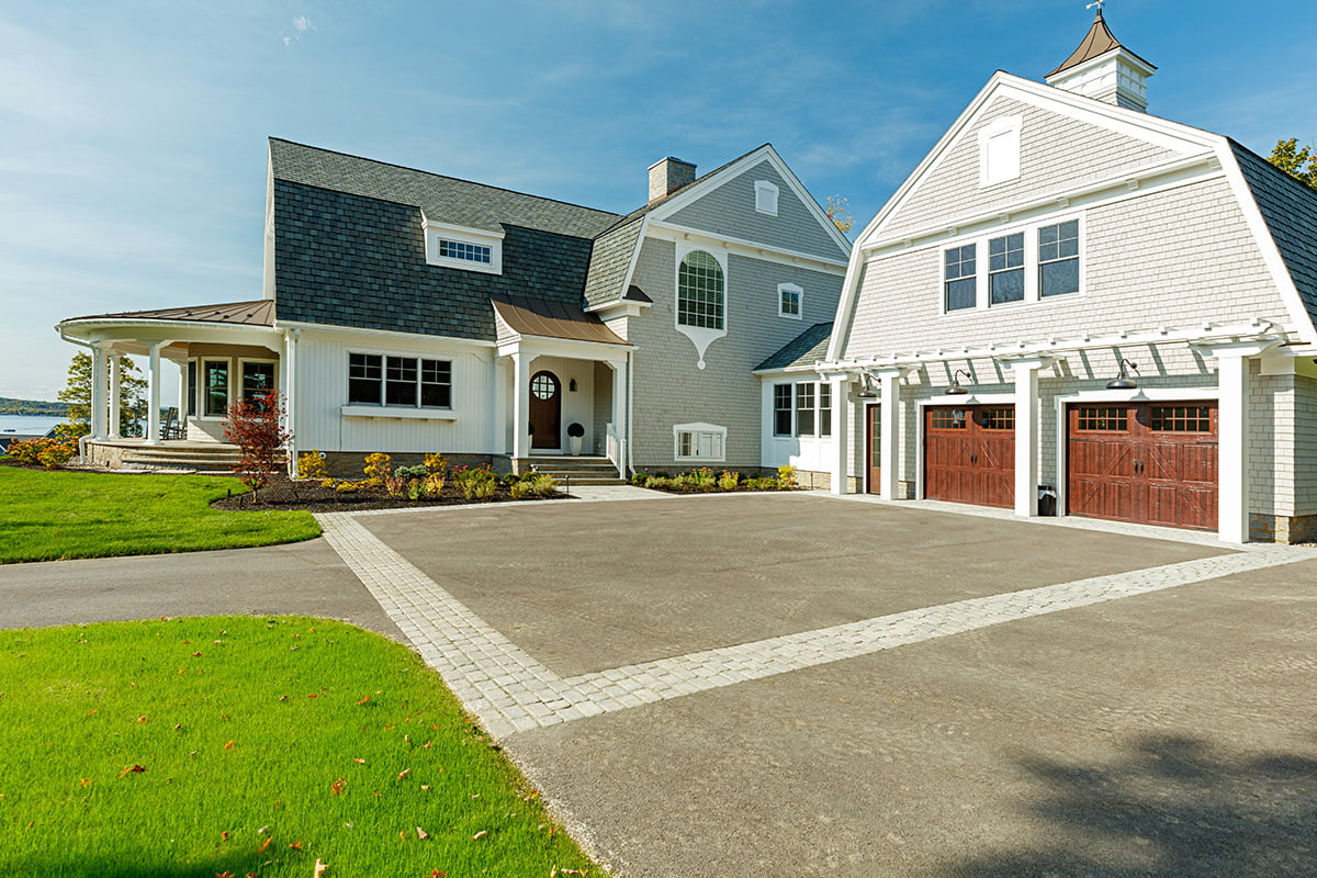 hardscape driveway in front of a home