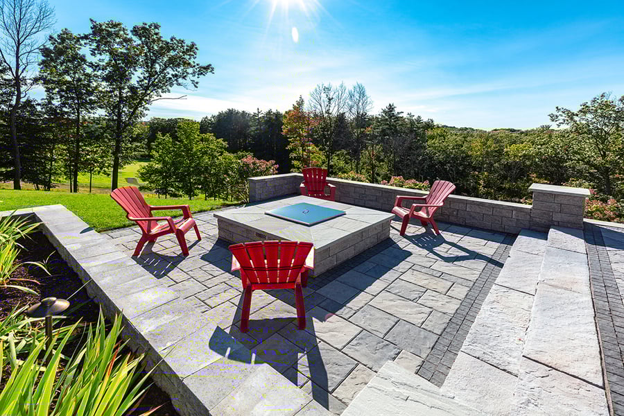 fire pit wall seating patio pavers ostroff 2