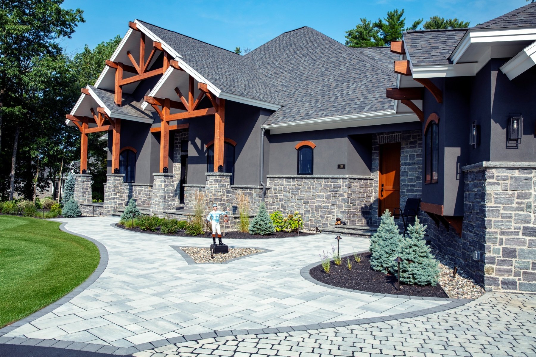 front entry plants paver walk path home border