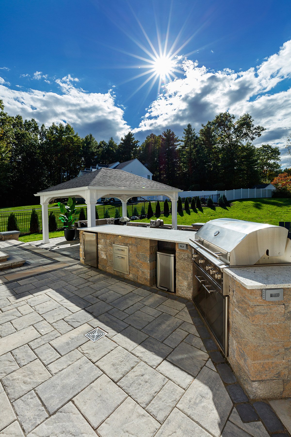 clifton park, ny outdoor kitchen and pergola