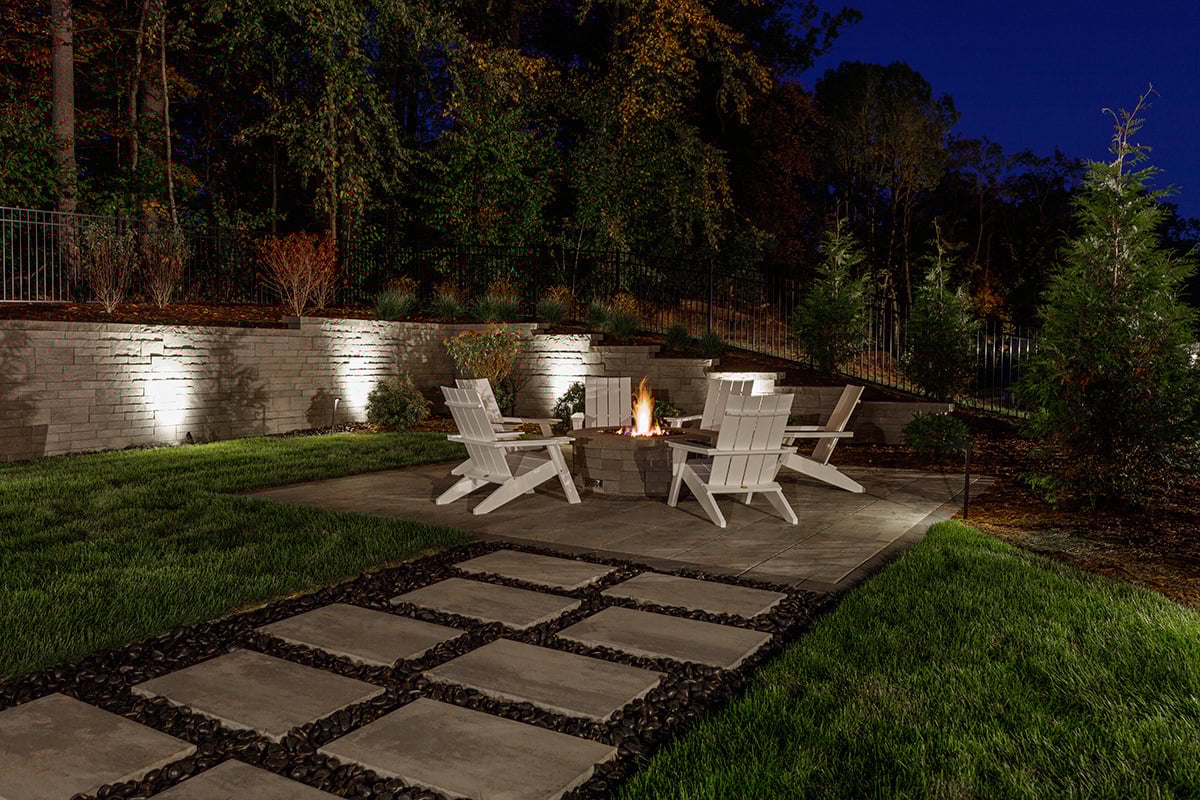 fire pit with chairs circled around it