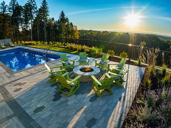 outdoor fire pit at sunset