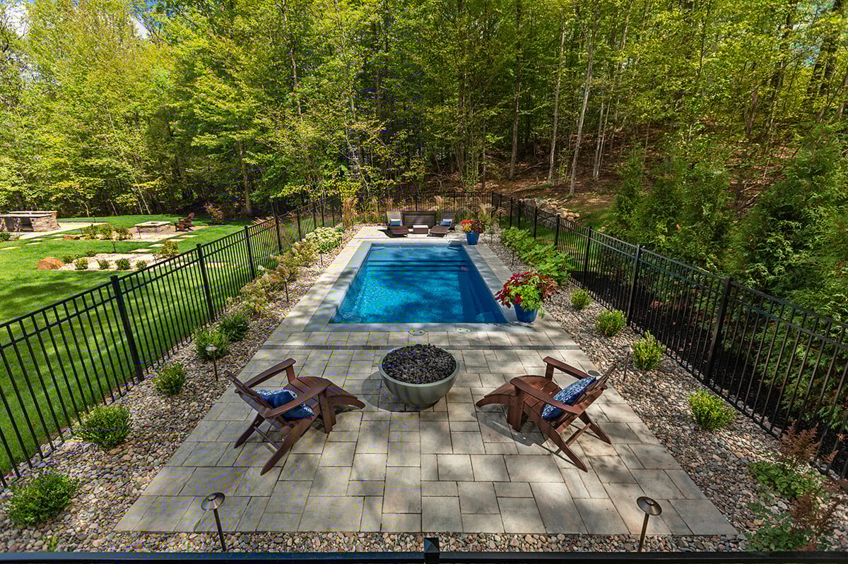 pool surrounded by plantings