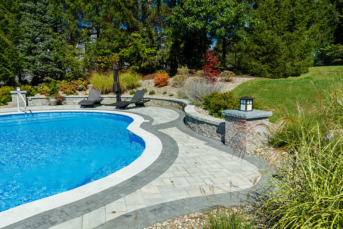 plants around a pool