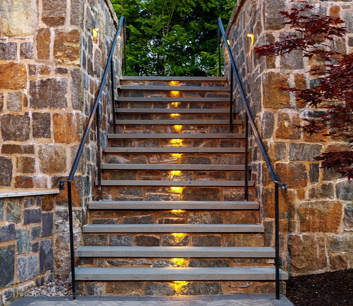 lighting on steps and pathways makes it safer to traverse