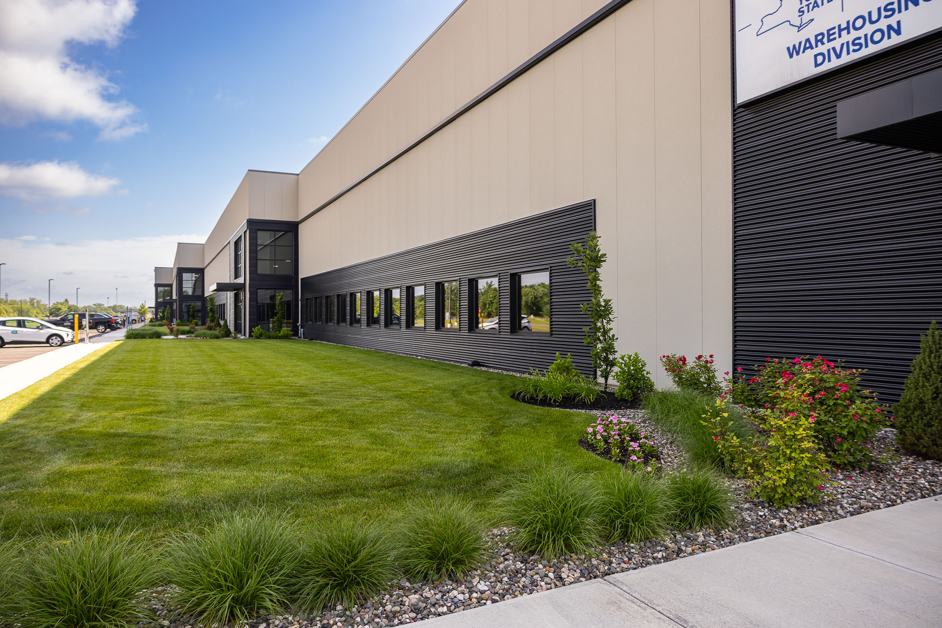 commercial grass planting bed flowers