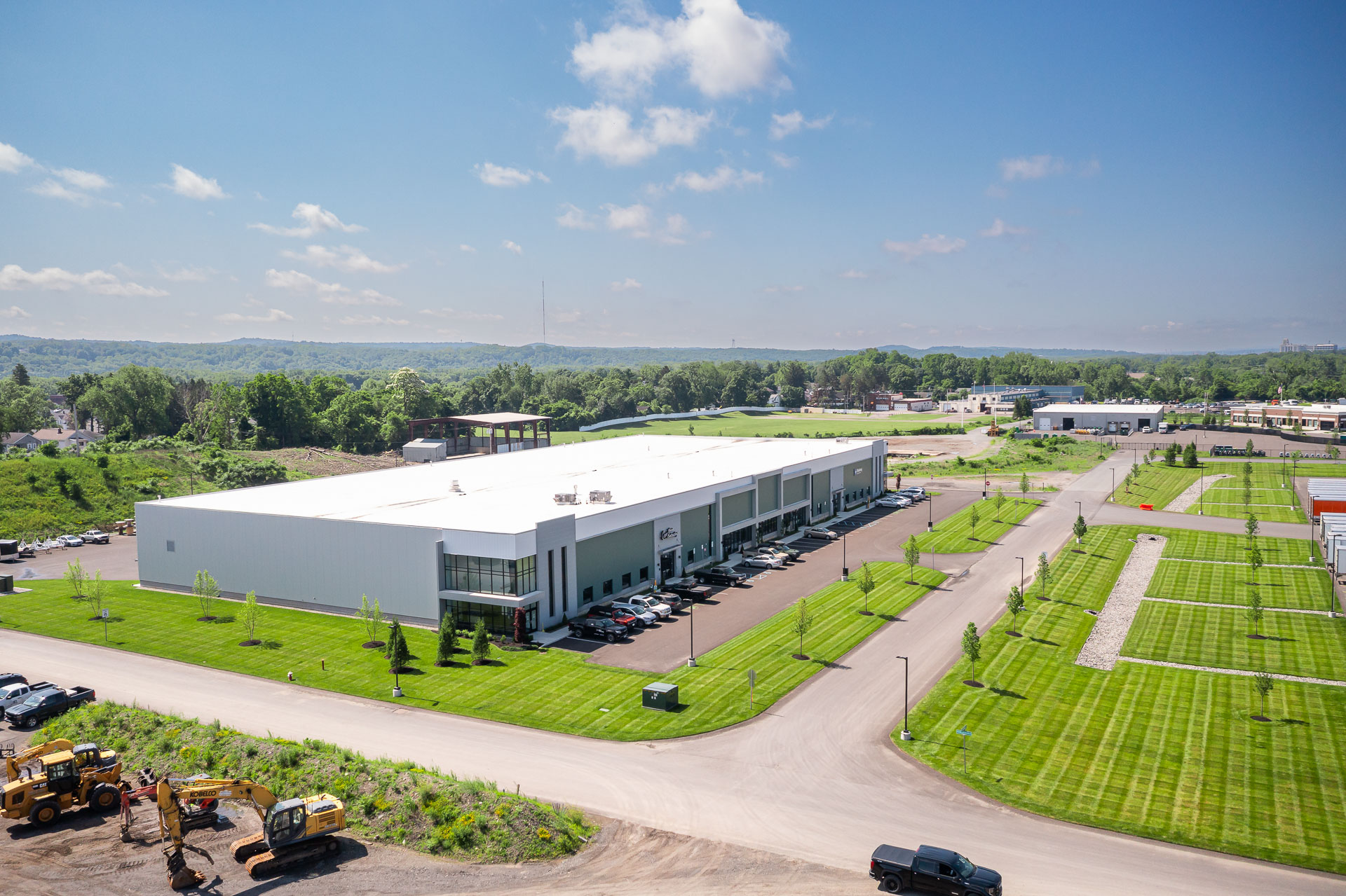 nice aerial commercial property mow lines green grass 4