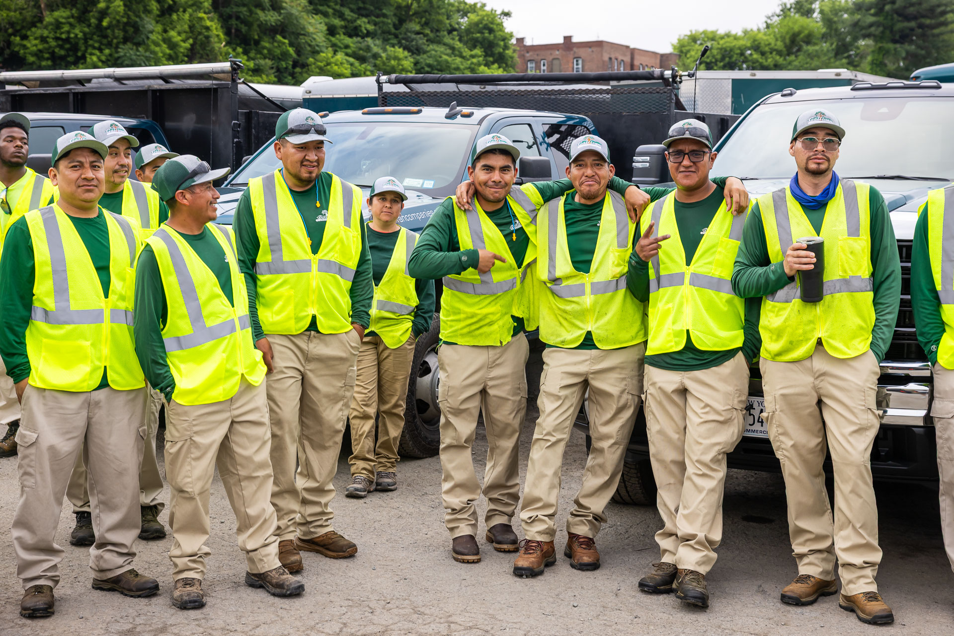 yard crew happy employees team
