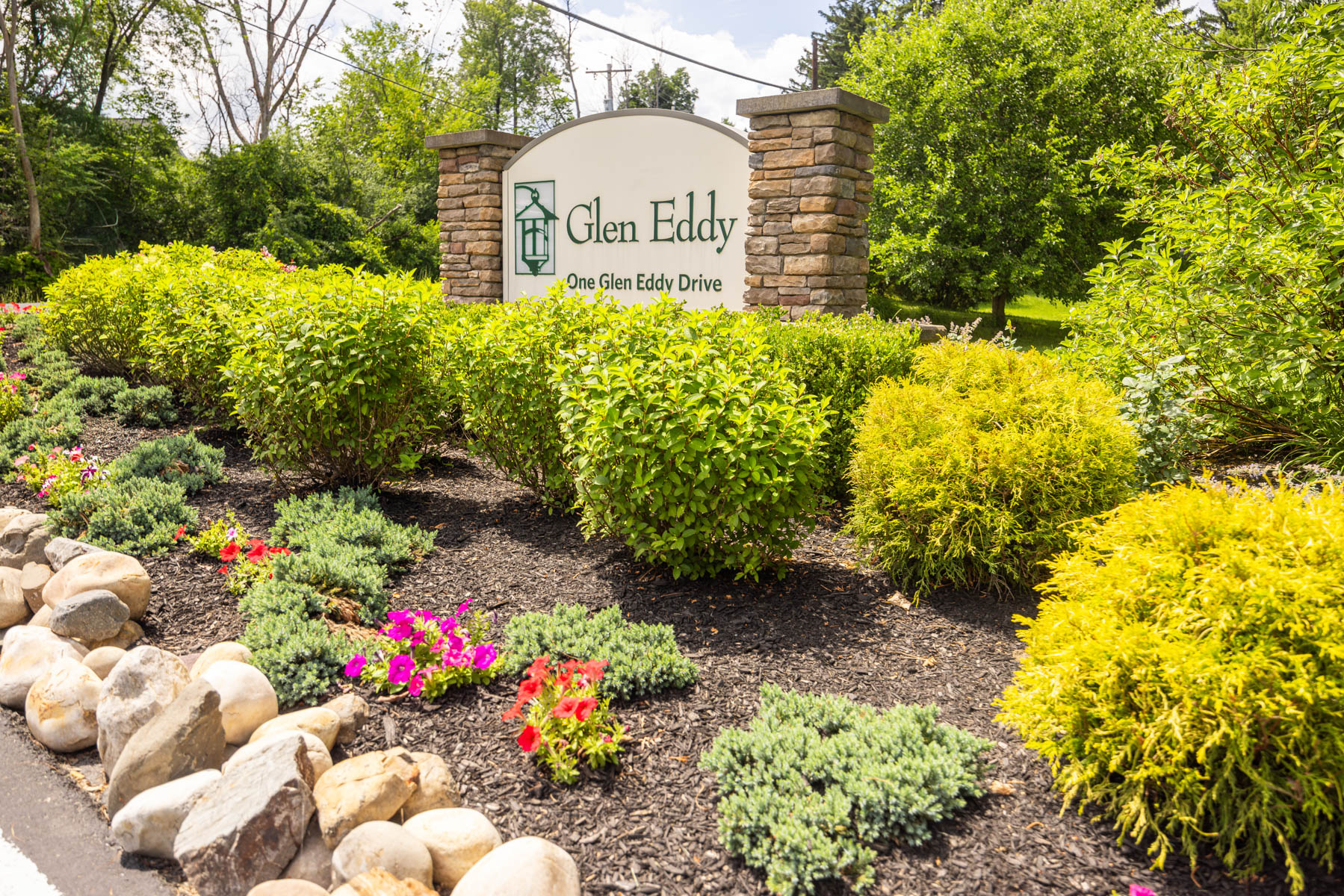 glen eddy commercial landscape planting bed shrubs flower sign 2