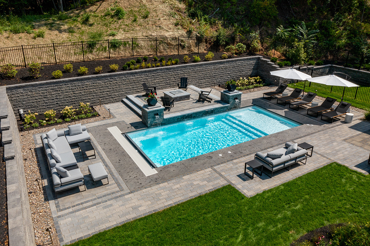 albany pool and retaining wall