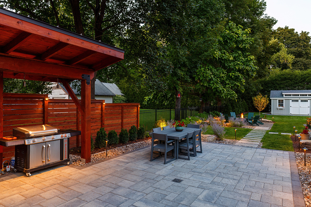 pergola and outdoor kitchen design in saratoga springs, ny